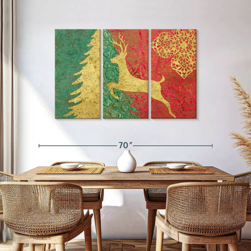 «Xmas Tree And Deer, H 36 po x l 57 po
