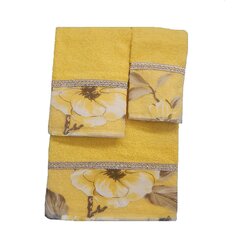 Green Towel Set with Modern Floral Bottom