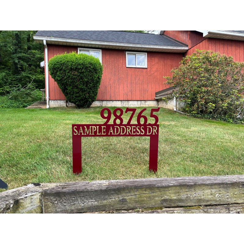 Enseigne d'adresse 34 po x 30 po en aluminium thermolaqué, Oui, Dark Red