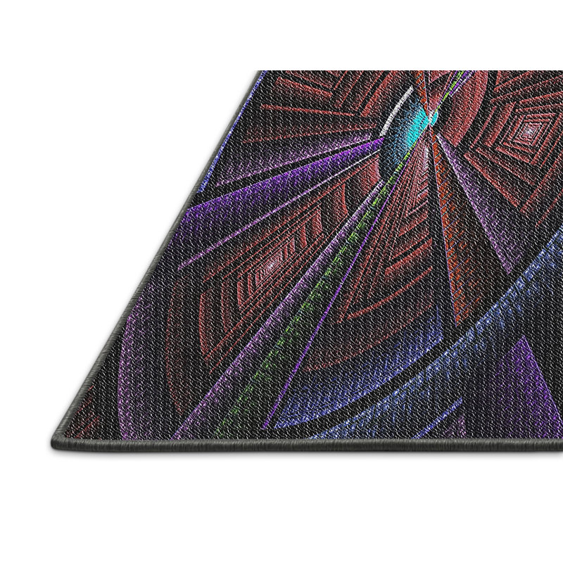 Tapis mauve/brun tissé à la machine, Rectangle 5 pi x 7 pi