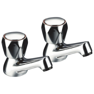 Chrome Pillar Basin Tap Double Handle WRAS Approved RHEA