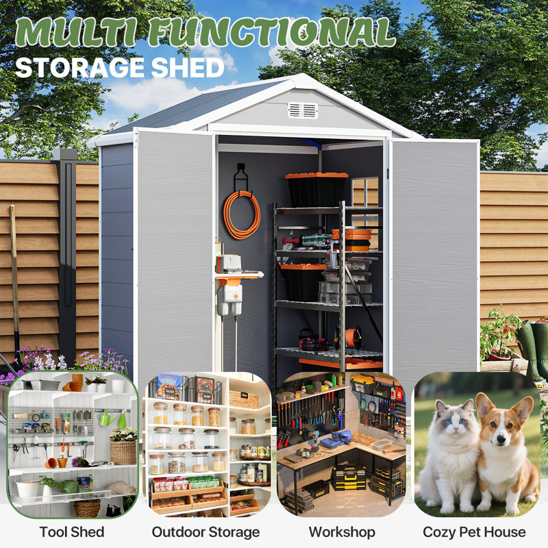 Resin Outdoor Storage Shed, 6 Ft. W X 4 Ft. D