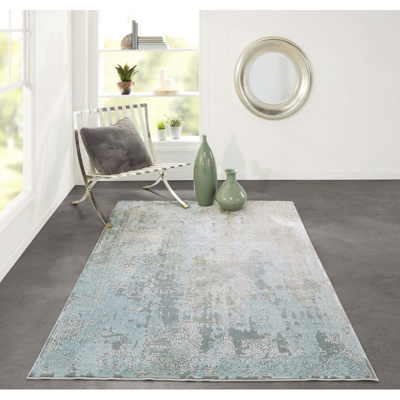 Tapis bleu Elysia, Rectangle 5 pi 1 po x 7 pi 7 po