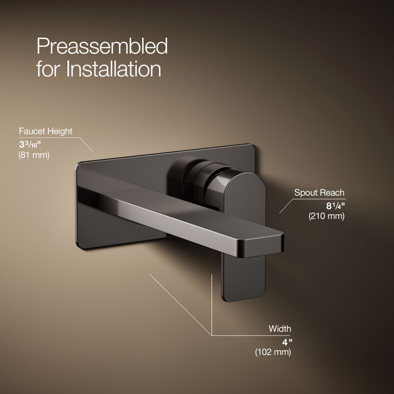 Parallel Wall-Mount Single-Handle Bathroom Sink Faucet, Vibrant Titanium
