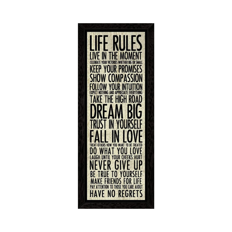 Life Rules by Erin Clark - Wrapped Canvas Panoramic Print, 121.92 cm H x 40.64 cm W, Black Framed