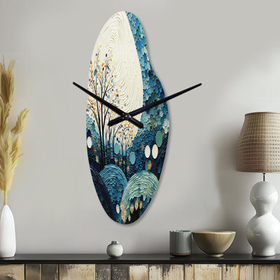 Horloge murale sarcelle blanche Mid-Century Minimalist Rain II - Minimalisme