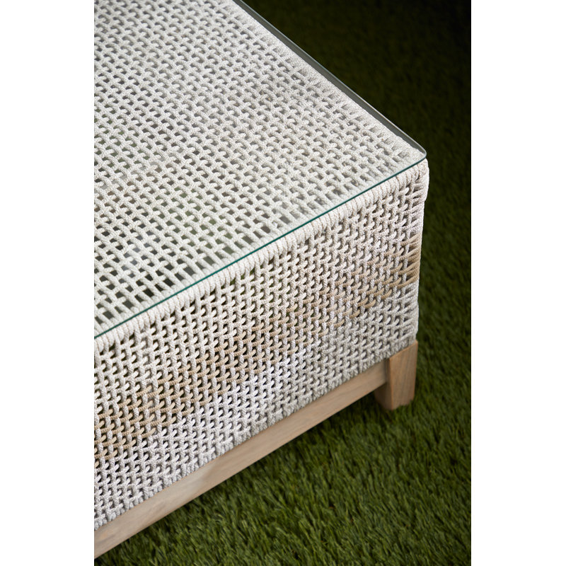 Square Gray and Brown Wood Coffee Table with Glass Top and Storage