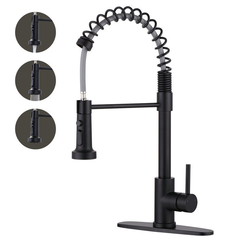 WOWOW Pull Out Kitchen Faucet, Black