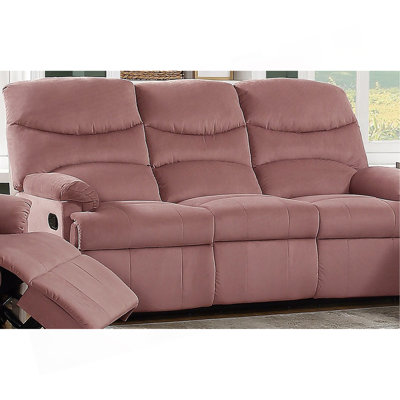 Canapé inclinable manuel luxueux à 3 places en velours rosé luxueux