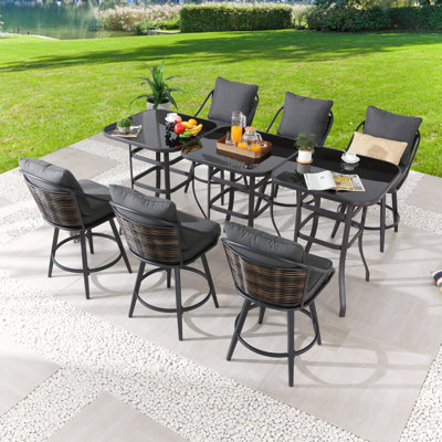 Abasi-Ima 6 - Person Wicker Patio Dining Set with Square Table