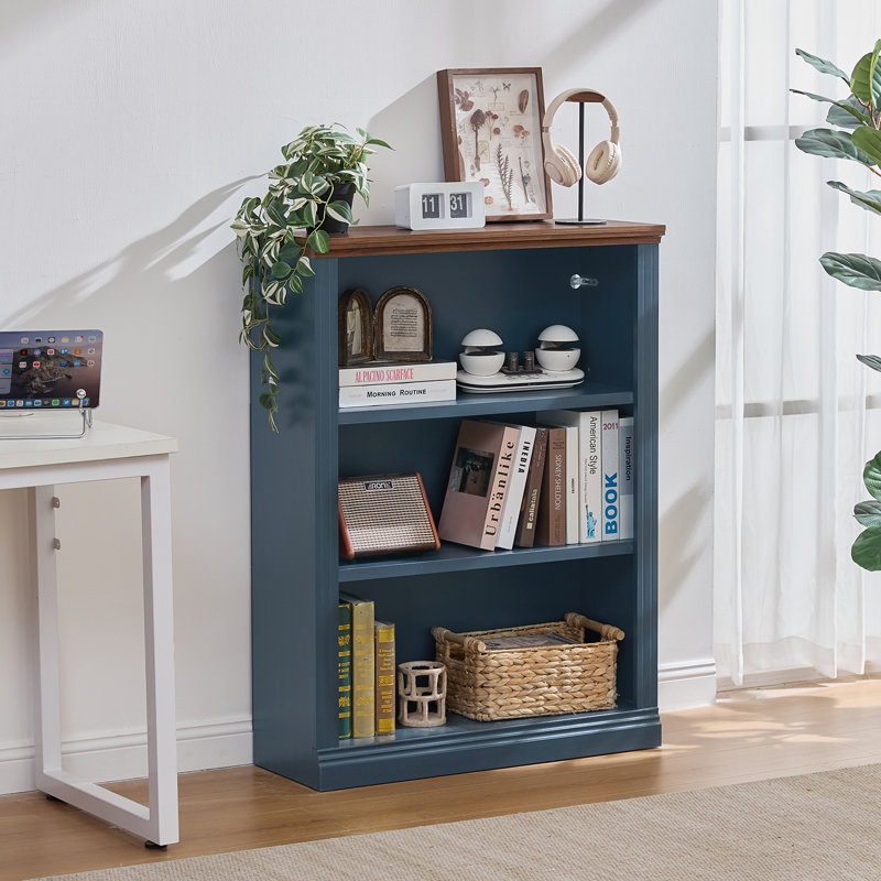 43" Tall Farmhouse Bookshelf Set, Brown/Blue