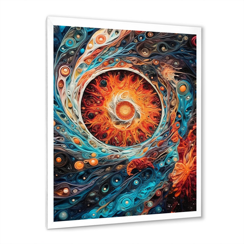 «Orange Turquoise Galactic Cosmic Universe», reproduction sur toile, H 32 po x l 24 po x P 1 po, Cadre photo blanc