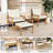 5 Pcs Rattan Furniture Set Wood Frame Chairs & Ottomans With Square Coffee Table
