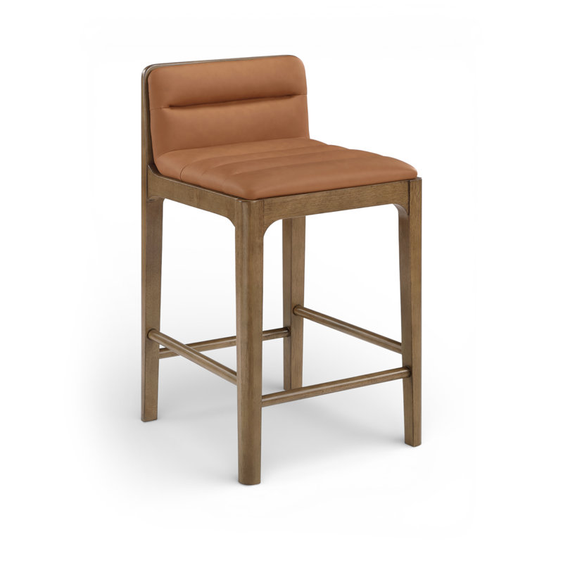 Tabouret de comptoir Ellis Ariah, Brun, Cuir cognac végétalien