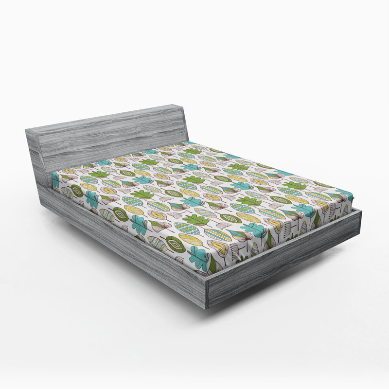 Microfiber Floral Fitted Sheet, Full Fitted Sheet, Green Floral
