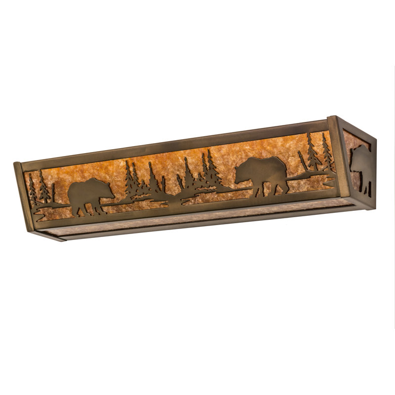 Barre d'éclairage de salle de bain 4 lumières Bear at Lake, Cuivre antique