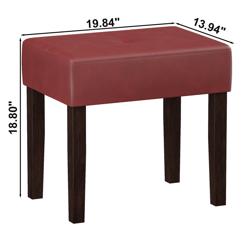 Tabouret de repose-pieds en cuir synthétique Norena, Similicuir assorti rouge
