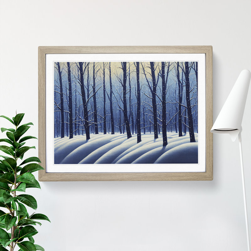 XH1022-6713X Painted Winter Forest Vol.1 1 Piece Single Picture Frame Wall Art, 46cm H x 64cm W x 2cm D, Oak
