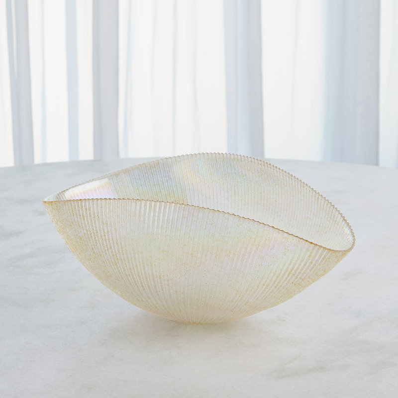 Bol décoratif en verre 1, H 7 po x l 16 po x P 11 po