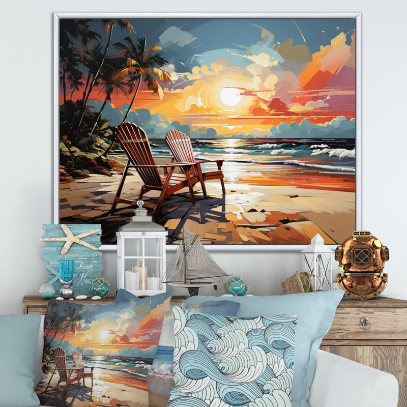 Beach Tropical Vibes XXXII - Imprimé, 24" H x 32" W, Cadre flottant blanc