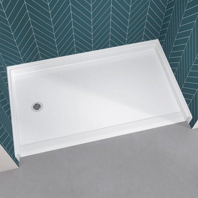  Base de douche à roulettes 60 po x 36 po ADA, base de douche en acrylique accessible aux fauteuils roulants avec bonde, base de douche antidérapante sans seuil à seuil bas