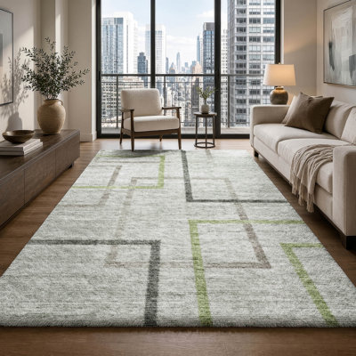 Shag Washable Geometric Indoor Rug