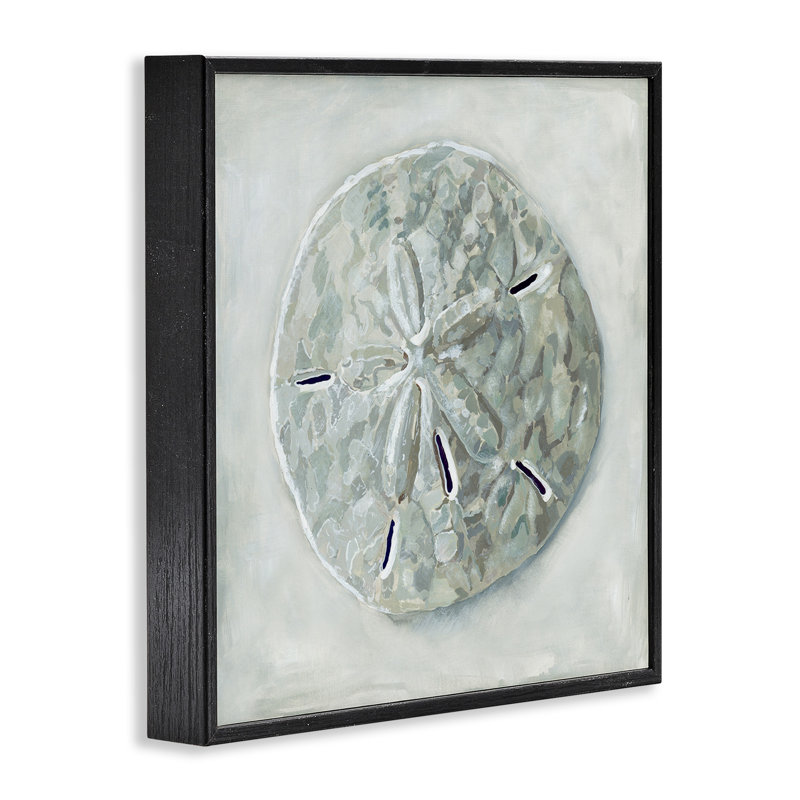 «Sand Dollar», art mural texturé giclée par Erica Christopher, Giclée encadrée noir minuit, H 17 po x l 17 po x P 1,5 po