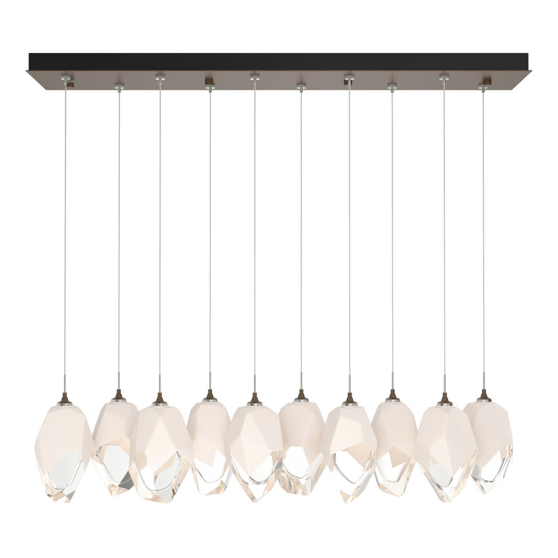 Chrysalis Kitchen Island Geometric Pendant, White, 15" - 80", Bronze