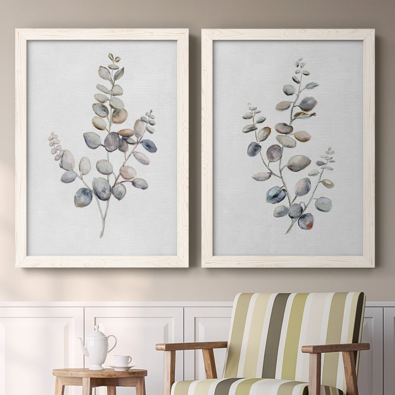 Eucalyptus I-Premium, toile encadrée - prête à être accrochée, Blanc, H 27,5 po x l 75 po x P 1,5 po