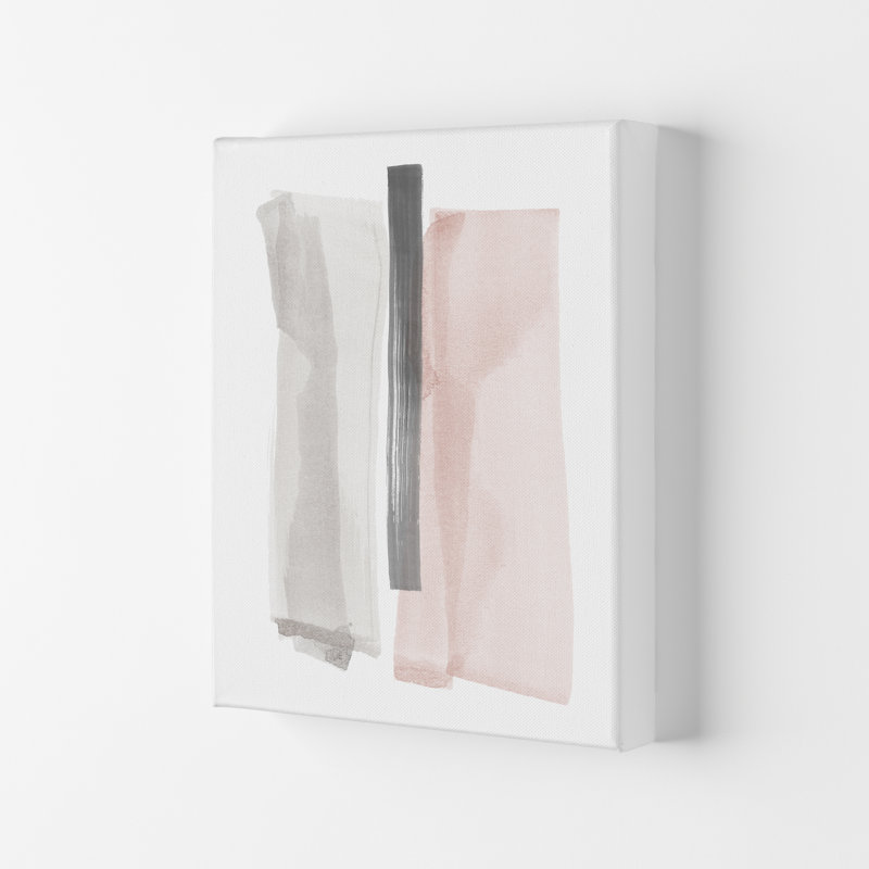 Grey And Pink Brushstrokes II - Print, 29.7 cm H x 21 cm W x 4 cm D, Wrapped Canvas