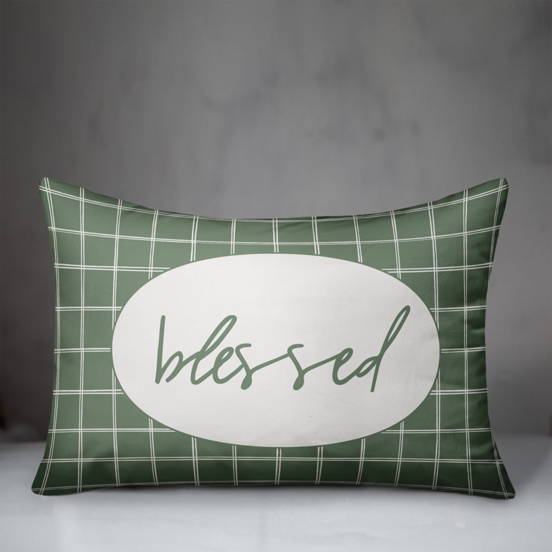 Plaid Outdoor Reversible Throw Pillow, Green