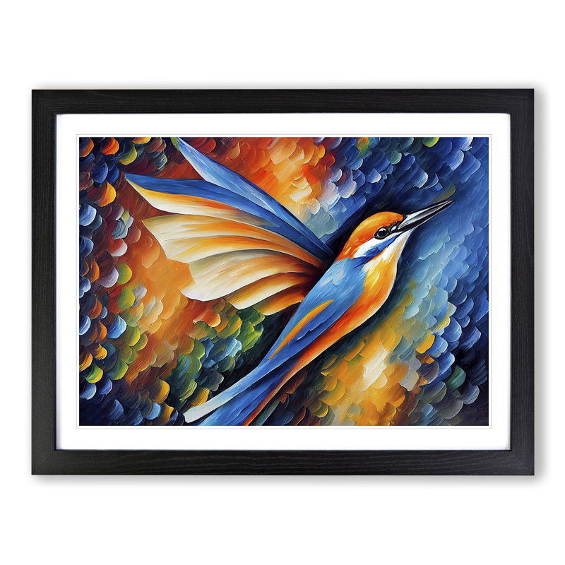 Kingfisher Bird Vol.7 Abstract - Framed Print, Black, 46cm H x 64cm W x 2cm D