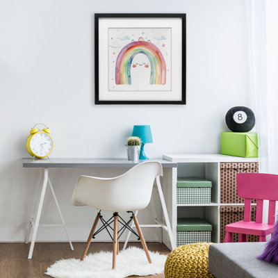 Cute Smiling Rainbow Framed Print Under Glass, design by Creative Studio