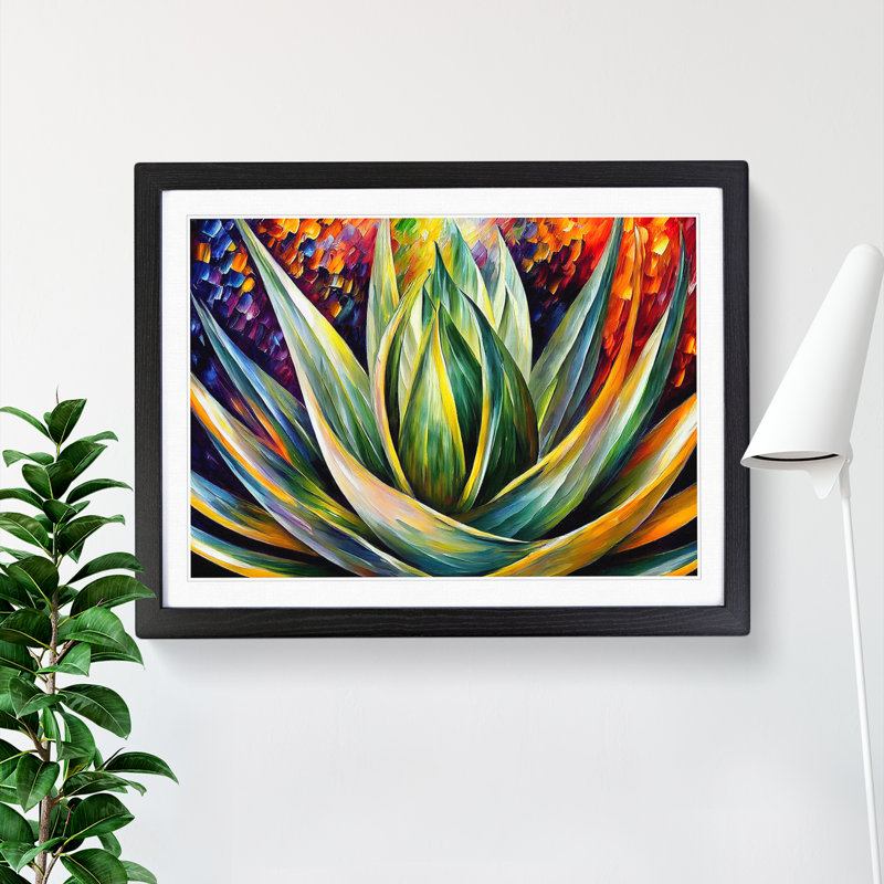 Aloe Vera Succulent Plant Vol.4 - Single Picture Frame Print, 46cm H x 64cm W x 2cm D, Black