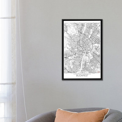 «Budapest Minimal Urban Blueprint Map» par Hubert Roguski, reproduction sur toile tendue