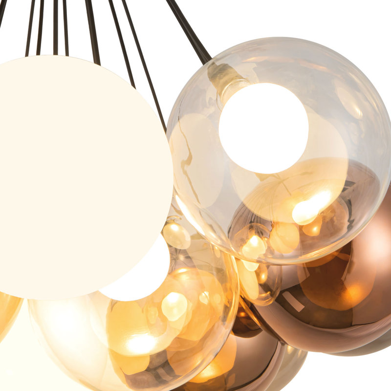 Bolla 28-in Black dimmable LED Chandelier, Matte Black