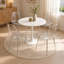 Ensemble de salle à manger à piédestal rond 5 pièces avec chaises d'appoint transparentes-130671367-130671370-130671372