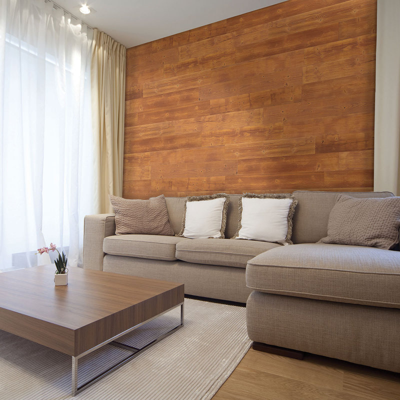 Light Brown Pine Wood Peel and Stick Wall Panels
