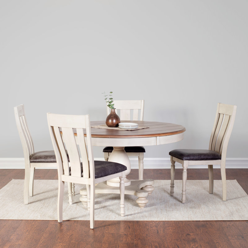 Mixon Pedestal Dining Set, 5 Pieces: 1 Table, 4 Chairs