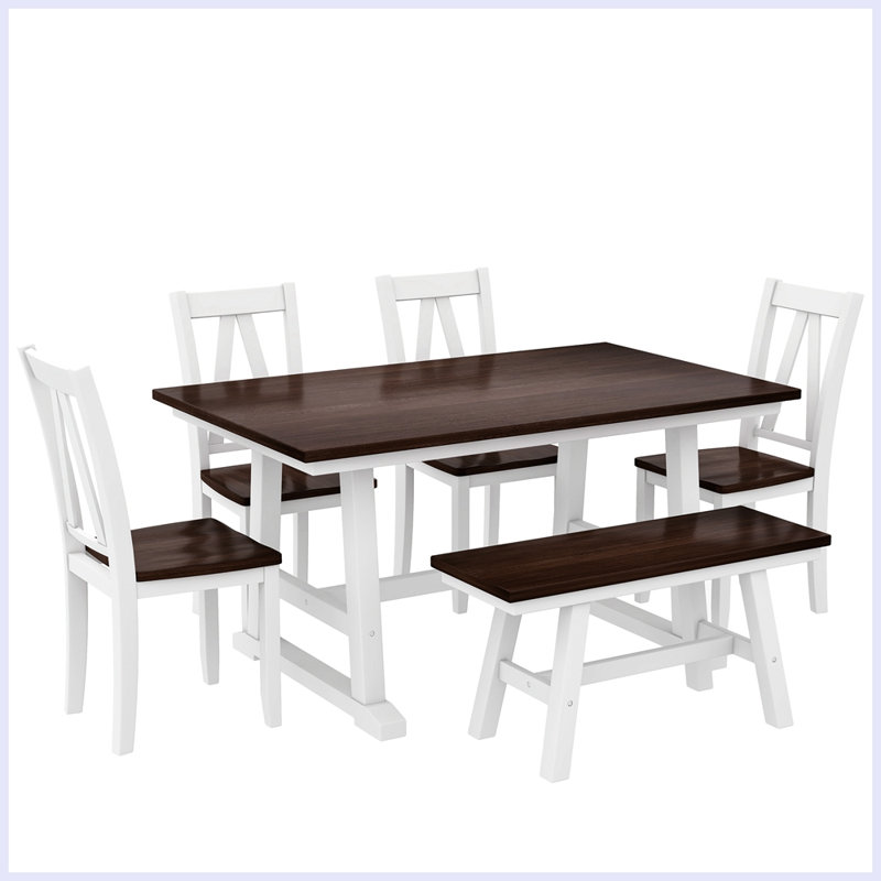 Tranel Double Pedestal Dining Set, Walnut/White, Walnut/White