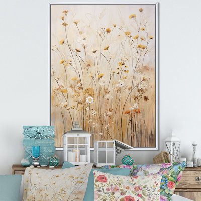 «Beige Wildflowers Garden Whispers VI», reproduction sur toile