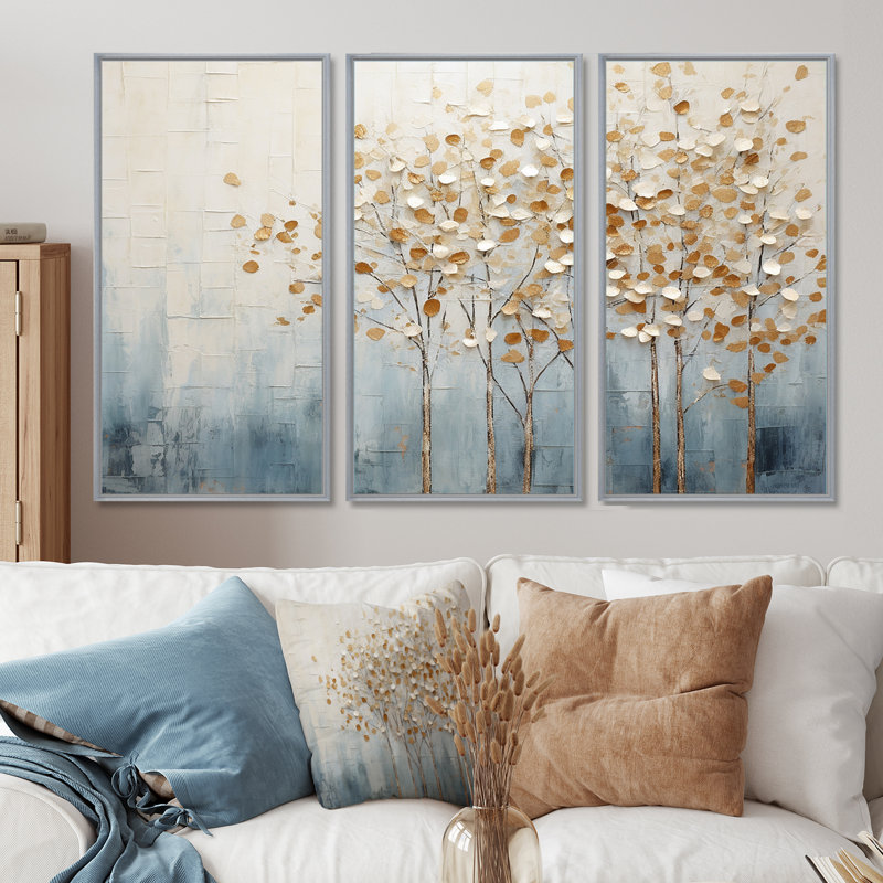 Graham - Tree Wall Art Set, 40" H x 60" W, Silver Floater Framed