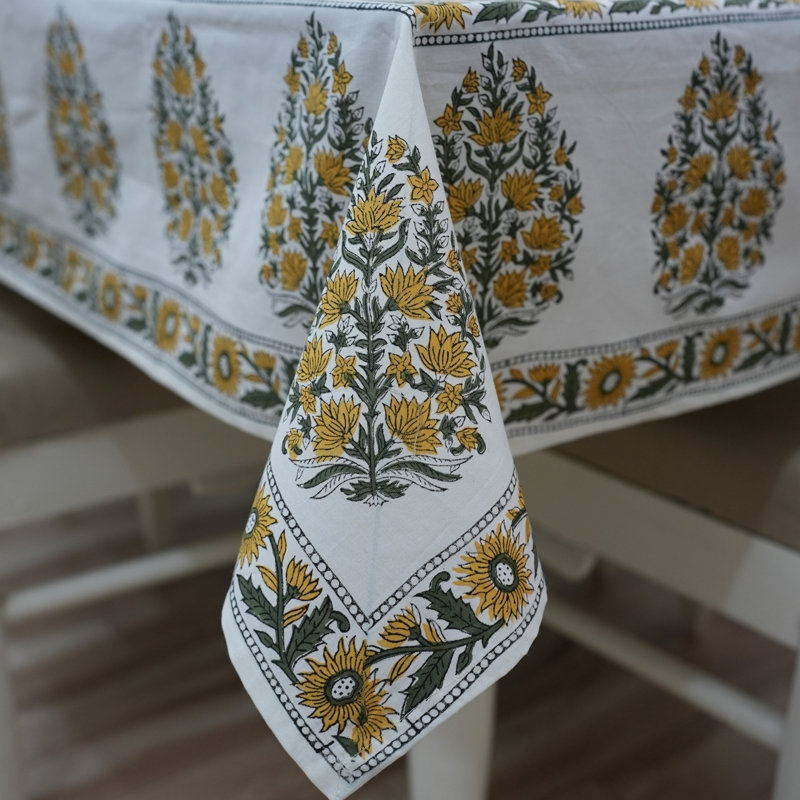 Housse de table Classic Garden - Style intemporel pour les repas quotidiens, Madhav, gris foncé, L 72 po x L 160 po