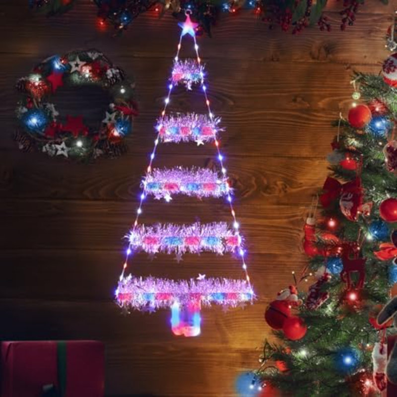 Christmas Decorations Indoor Lights, 2.65Ft LED Christmas Lights, Multicolor Christmas Wall Window Hanging Lights, Battery Operated Holiday Decorative Lights For Outdoor, Garden, Home Décor