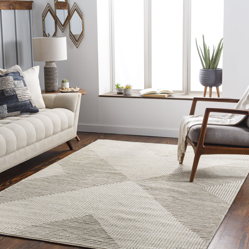 Tapis beige noué à la main Saahith, Rectangle 9 pi x 12 pi