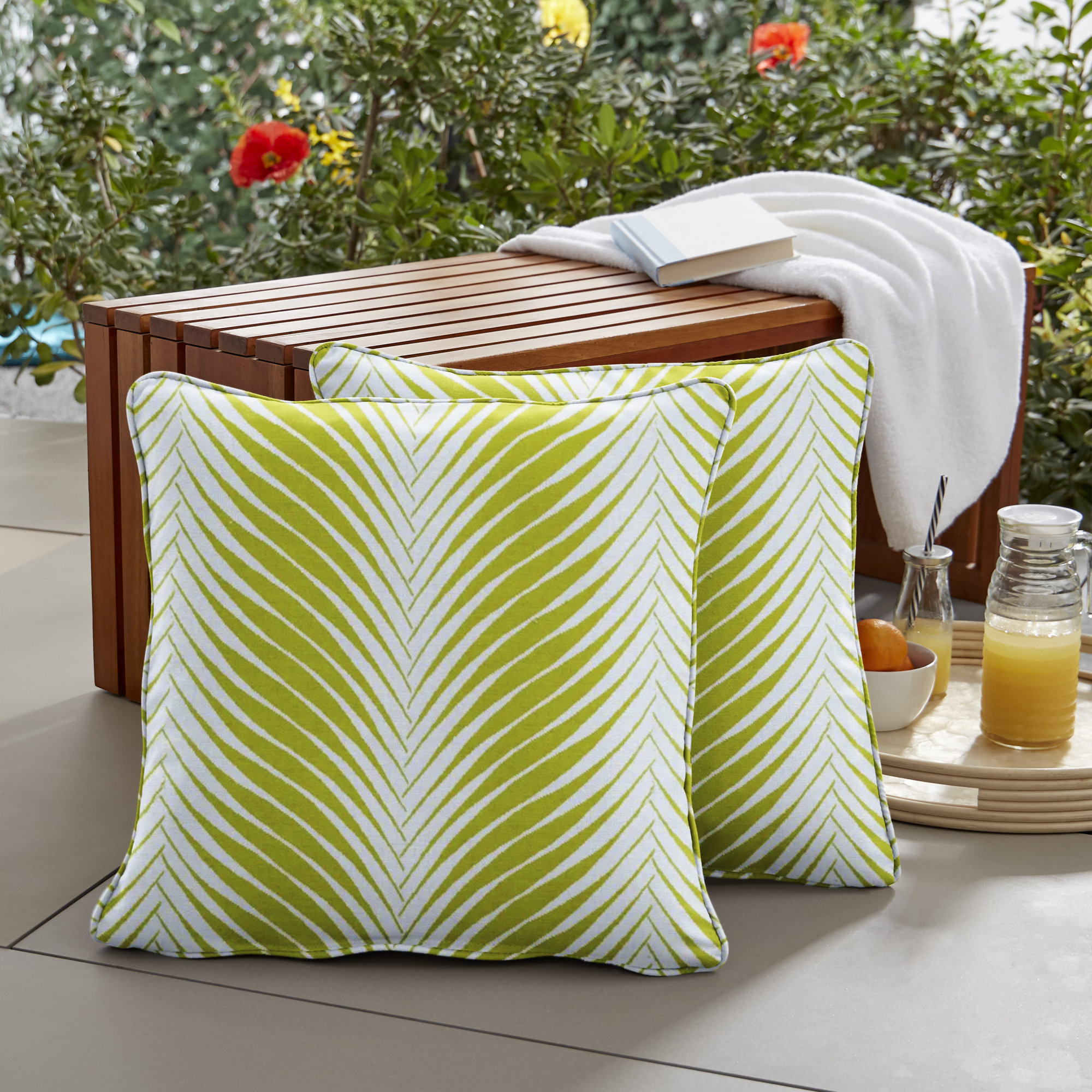 Adeli Sunbrella® Indoor/Outdoor Throw Pillow, 22" x 22", Green