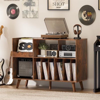 29.7"H Record Player Stand With Vinyl Storage Cabinet by Corrigan Studio