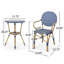 Ensemble d'extérieur en rotin PE et aluminium 3 pièces, bleu sarcelle foncé et blanc, finition bambou