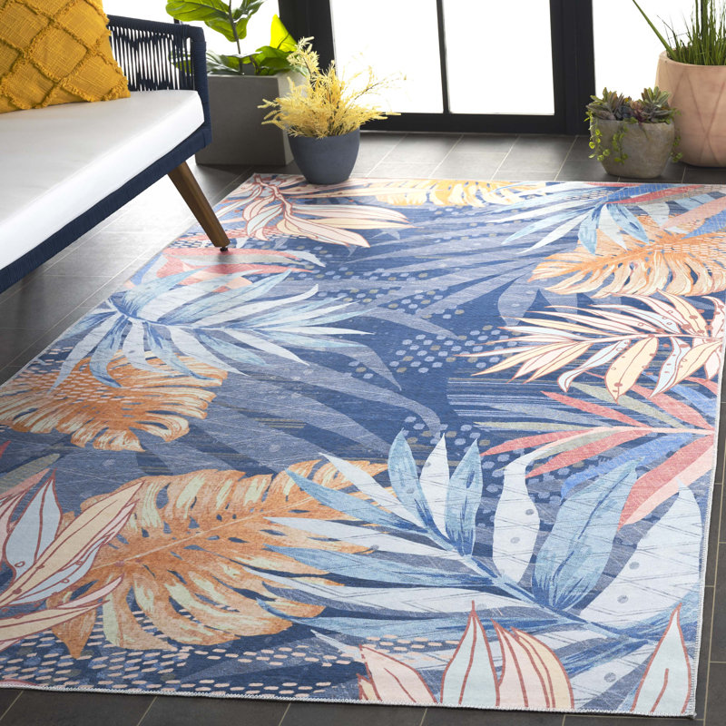 Tapis bleu / bleu clair Malibu 841, Rectangle de 5 pi x 8 pi