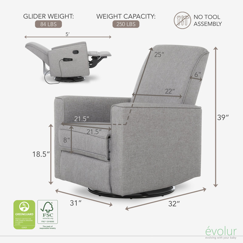 Fauteuil inclinable et oscillant Evolur Raleigh | Chaise berçante, Gris clair